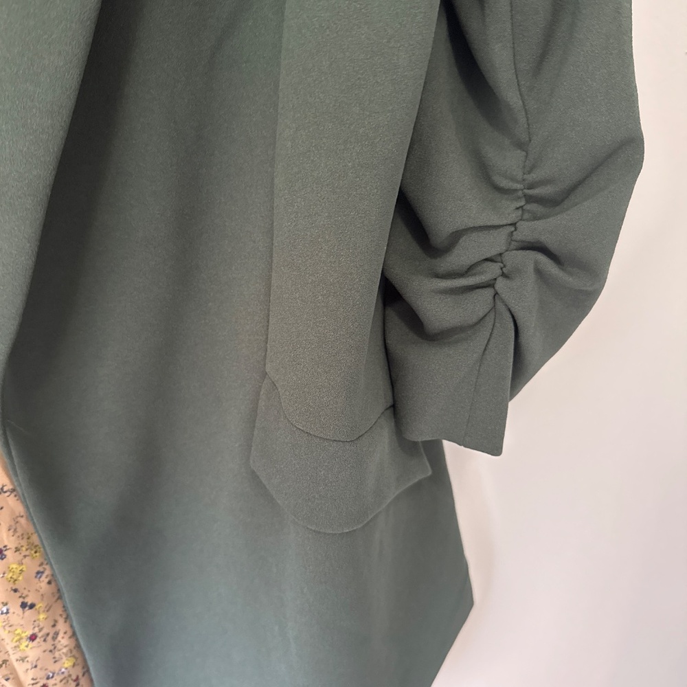 Skies Are Blue Dark Green Draped Sleeve Blazer - Picture 2 of 9